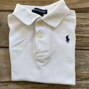 Vintage Polo Ralph‎ Lauren Infant Sz XL 18-24 Mo White Iconic Mesh Polo Shirt